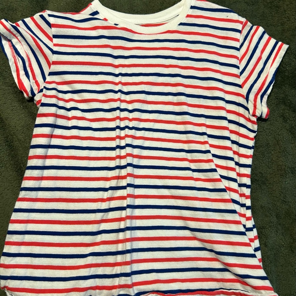 Striped womens TShirt - Red, Blue, and White
